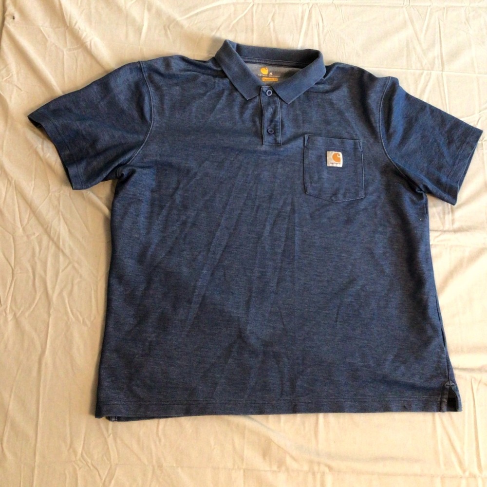 Carhartt Men's Polo Shirt XL Cobalt Blue Workwear Original Fit Short Sleeve Golf